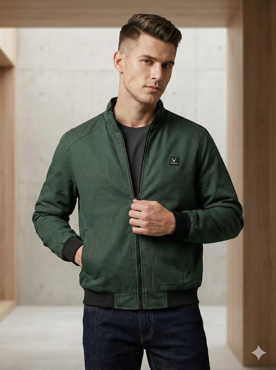 Allen Solly Men’s Forest Green Smart Bomber Jacket